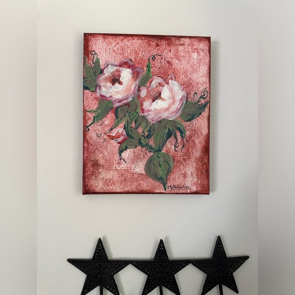 “True Love” ❤️ Original Acrylic Floral Red Rose Painting Art signed 2024 8 x 10” - Picture 2 of 4